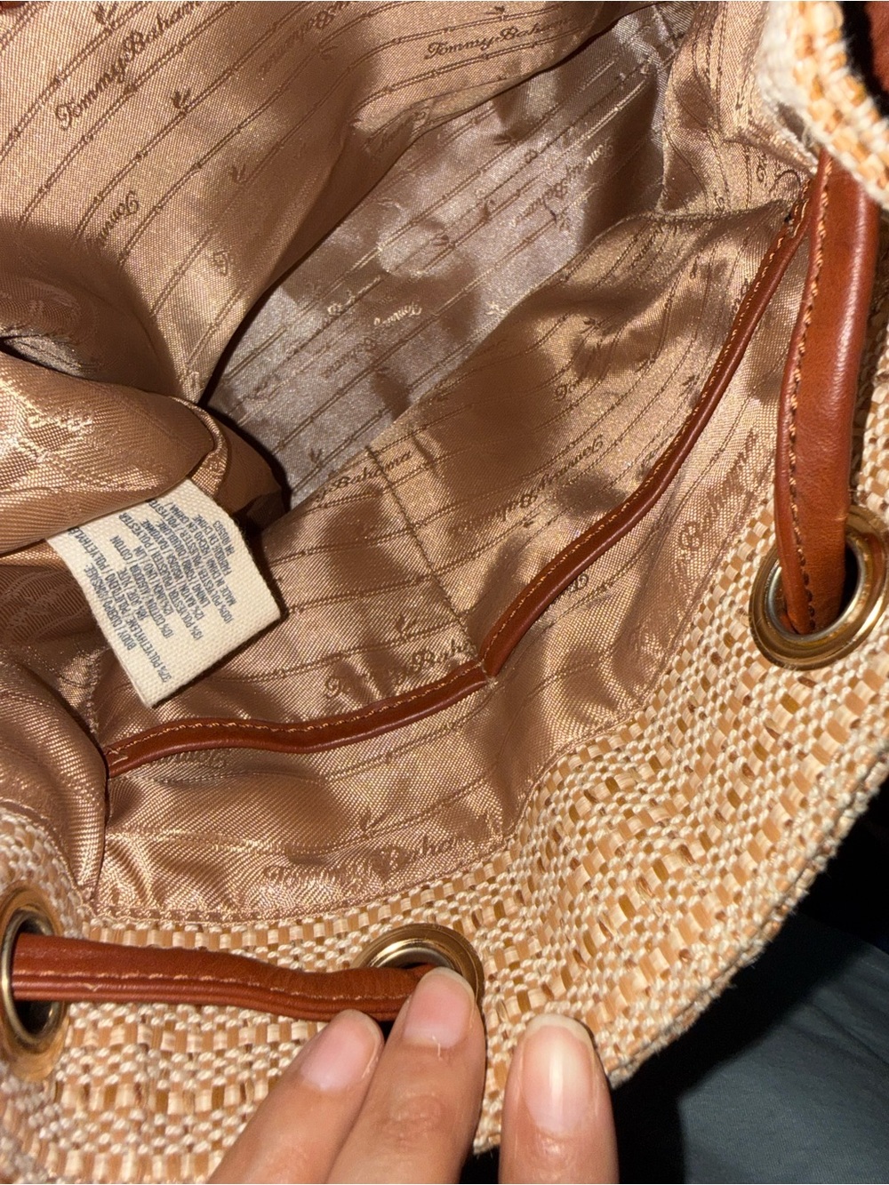 Tommy Bahama Woven Drawstring Backpack – Neutral Tan | Good Used Condition - Picture 16 of 16